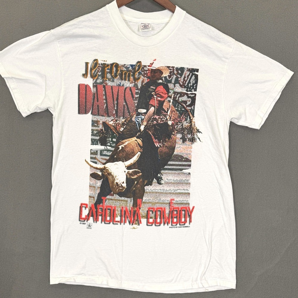 Vintage Jerome Davis Shirt Men L PBR 1997 Carolina Cowboy Bull Riding Rodeo